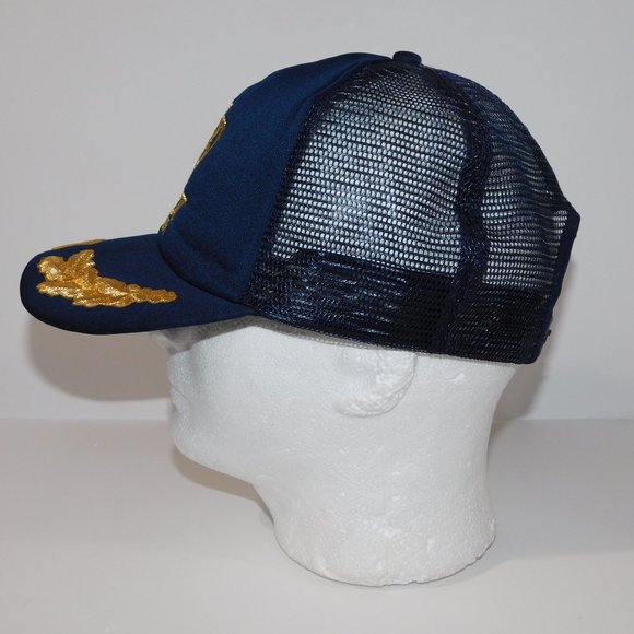 Vintage 80s Disney EPCOT Blue Gold Embroidered Snap back Trucker Hat Cap - Picture 7 of 7